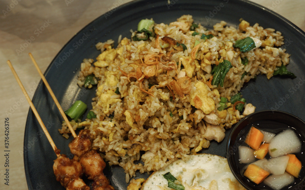 Close up of a chicken fried rice Close up of a chicken fried rice