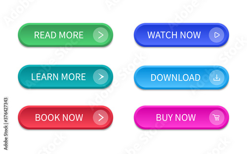 Set of modern buttons for web site and ui. Vector