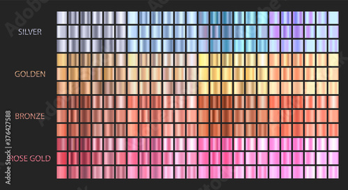 Big vector set metallic gradients. Collection of gradient colors.