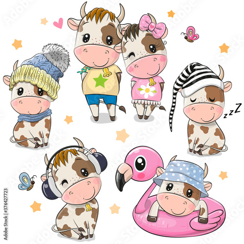 Cartoon Bulls isolated on a white background