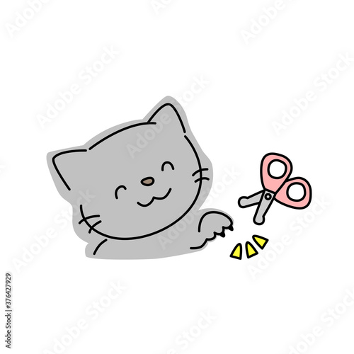 猫の爪切りのイラスト
