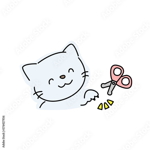 猫の爪切りのイラスト