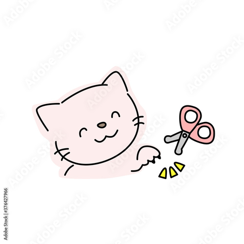 猫の爪切りのイラスト
