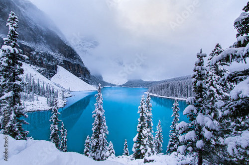Moraine Lake, Alberta with Snow