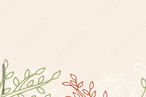 Autumn leaf pattern on baige. Leaf cute background