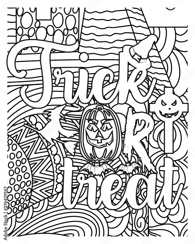 Halloween coloring book pages design.