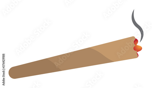 Smoking a marijuana joints or cannabis spliff cigarette flat vector color icon.