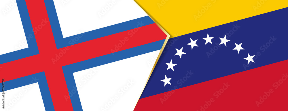Faroe Islands and Venezuela flags, two vector flags.