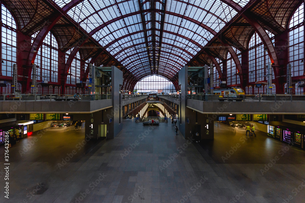 View inside the atrium of the Antwerp Central Train Station