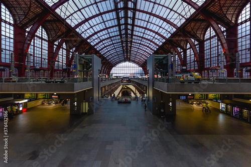View inside the atrium of the Antwerp Central Train Station photo