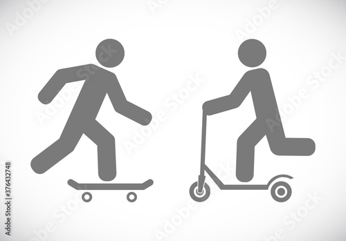 skateboard and poosh scooter