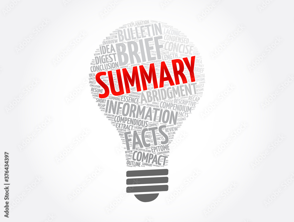 Valokuva Summary light bulb word cloud collage, concept background