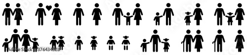Family icon set isolated on white background. Vector