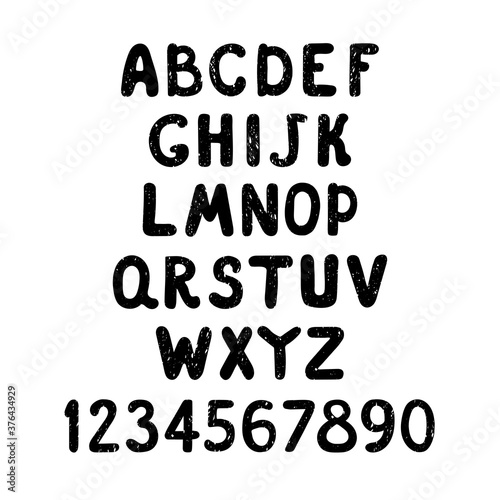 Vector cute alphabet for kids. Can be used as elemets for your design for greeting cards, nursery, poster, card, birthday party, packaging paper design, baby t-shirts prints