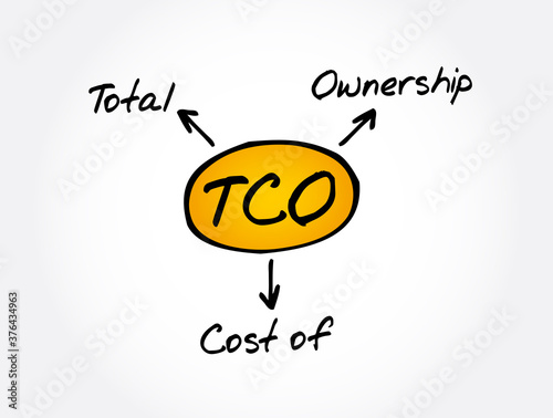 TCO - Total Cost of Ownership acronym, business concept background