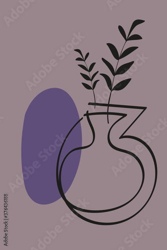 Creative universal aesthetic floral card, hand drawn abstract shapes texture. Modern trendy graphic design template for poster, card, banner, cover, placard, flyer, brochure. Scandinavian style