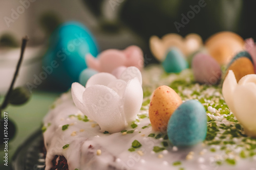 easter cake and eggs photo