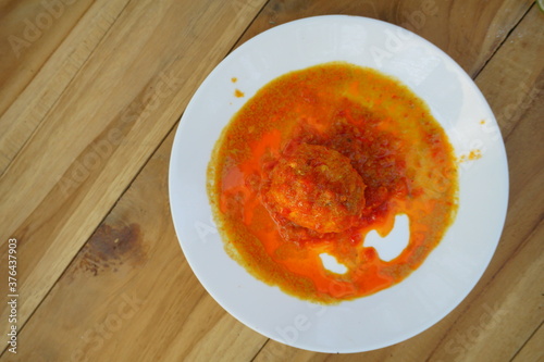Indonesia traditional chilli boiled egg or known as telur balado. photo