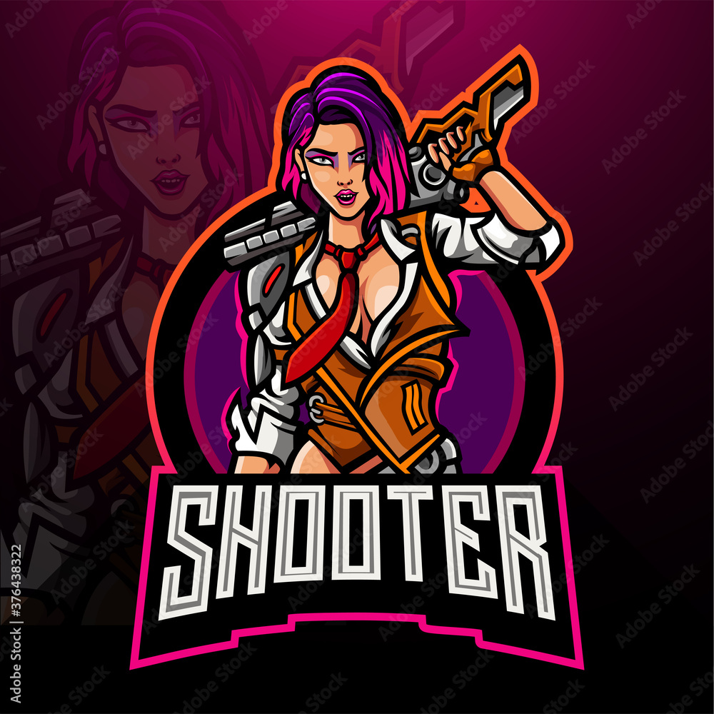 Woman shooter esport logo mascot design Woman shooter esport logo mascot design
