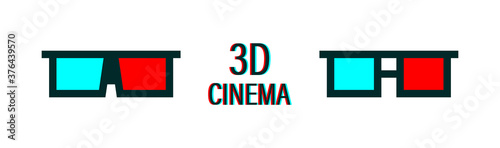 Glasses for 3d cinema. 3d eye glasses. Accessory for cinema. Glasses. Vector illustration