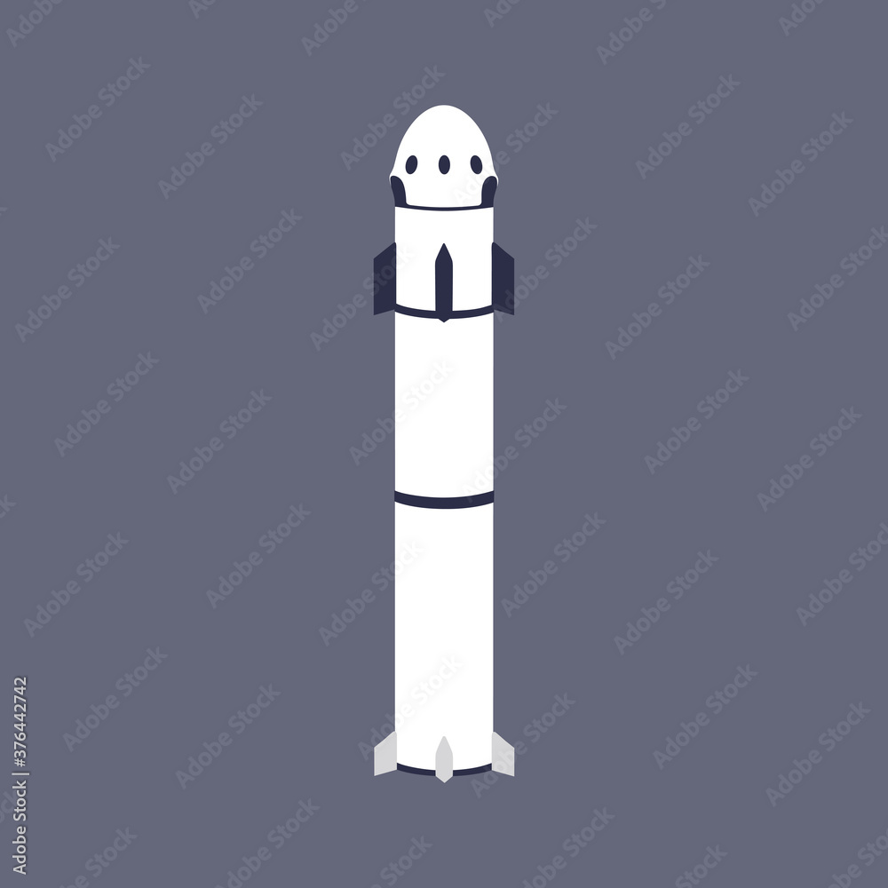 space rocket with three stages. isolated