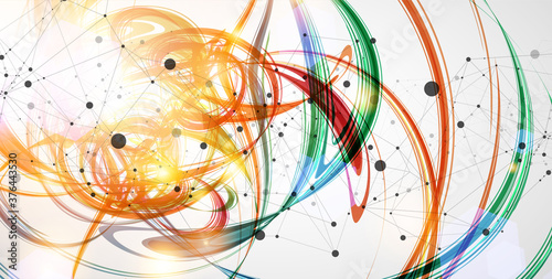 Abstract swirling colored background for design works. Futuristic geometric composition.