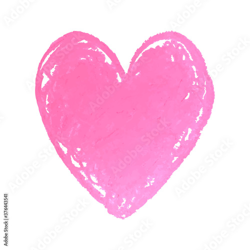 Vector colorful illustration of heart shape drawn with pink colored chalk pastels. Elements for design greeting card, poster, banner, Social Media post, invitation, sale, brochure, other graphic