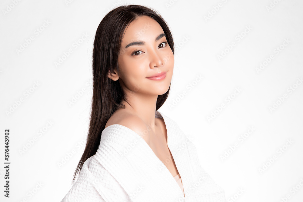 Beautiful Young asian Woman with Clean Fresh Skin on white background, Face care, Facial treatment, Cosmetology, beauty and spa, Asian women portrait Beautiful Young asian Woman with Clean Fresh Skin on white background, Face care, Facial treatment, Cosmetology, beauty and spa, Asian women portrait