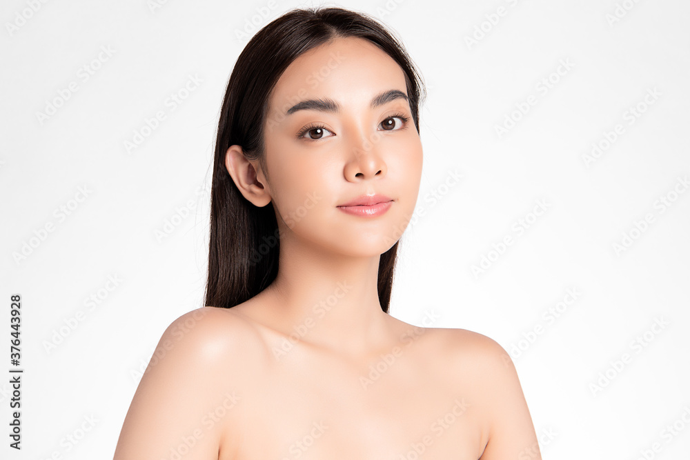 Beautiful Young asian Woman with Clean Fresh Skin on white background, Face care, Facial treatment, Cosmetology, beauty and spa, Asian women portrait Beautiful Young asian Woman with Clean Fresh Skin on white background, Face care, Facial treatment, Cosmetology, beauty and spa, Asian women portrait