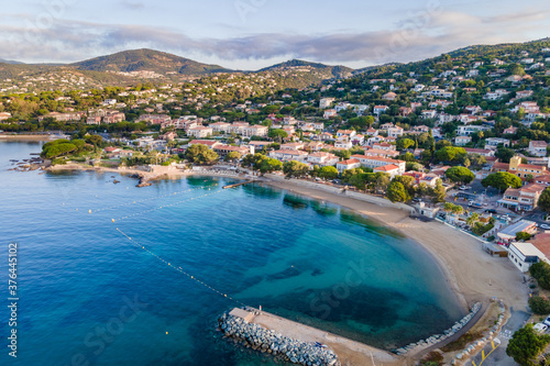 Aerial view of Les Issambres beach in French Riviera (South of France) © chromoprisme