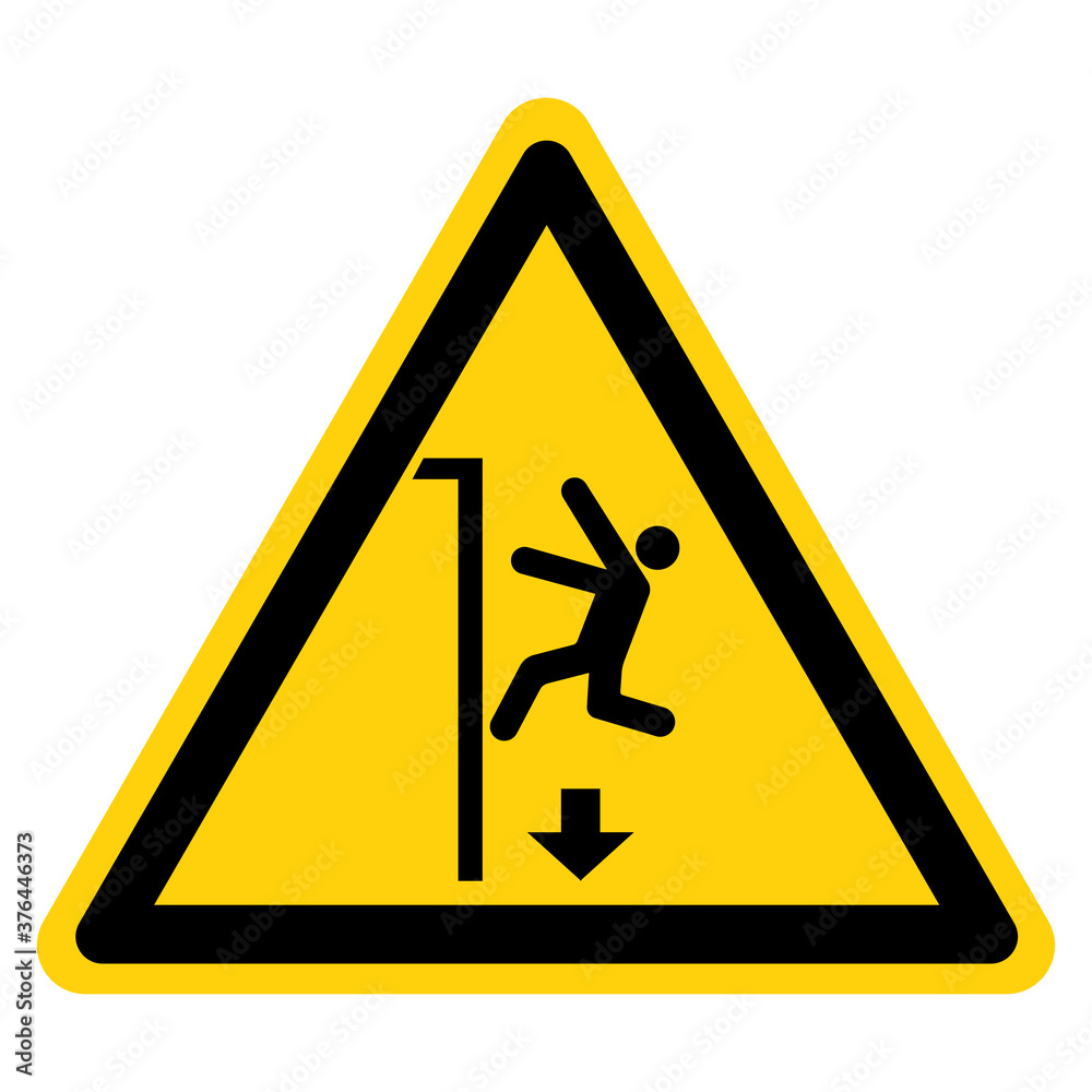 Warning Fall Hazard Symbol Sign, Vector Illustration, Isolate On White Background Label. EPS10 Warning Fall Hazard Symbol Sign, Vector Illustration, Isolate On White Background Label. EPS10