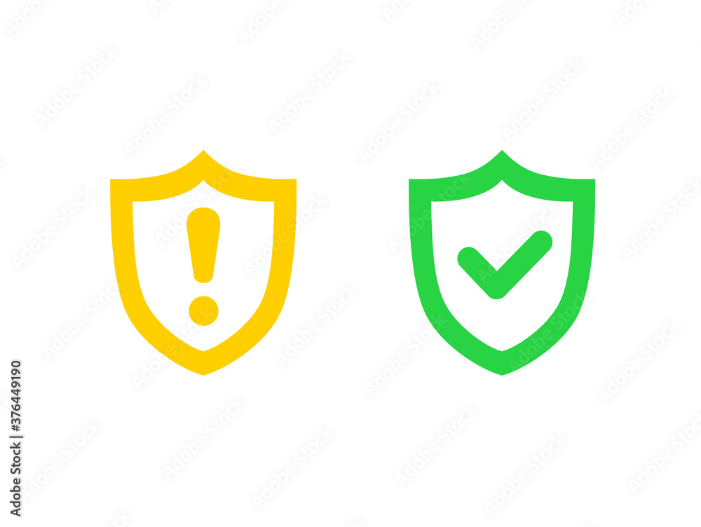 Danger warning icon. Danger warning. Vector icon. Risk sign. Information sign. Exclamation icon. Alert sign. Alarm sign. Shield with check mark. Protection activated. Threat warning. Guard badge. Danger warning icon. Danger warning. Vector icon. Risk sign. Information sign. Exclamation icon. Alert sign. Alarm sign. Shield with check mark. Protection activated. Threat warning. Guard badge.