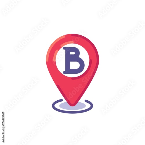 Free Download Point B location pin flat icon, vector sign, position B map pointer colorful pictogram isolated on white. Symbol, logo illustration. Flat style design - GFXLoad