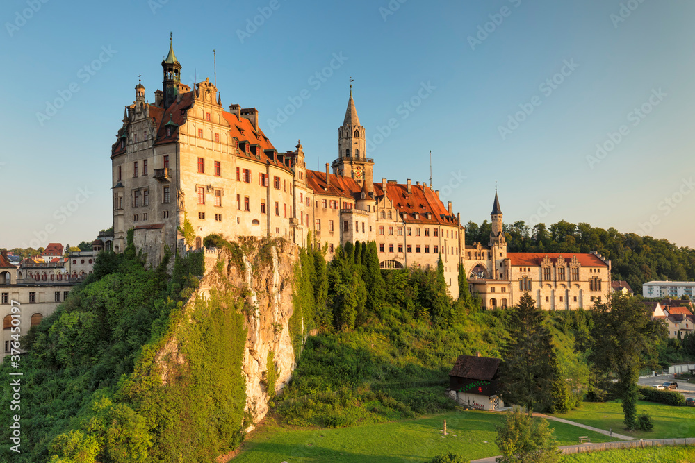 Sigmaringen Castle at sunset, Upper Danube Valley, Swabian Jura, Baden-Wurttemberg Sigmaringen Castle at sunset, Upper Danube Valley, Swabian Jura, Baden-Wurttemberg