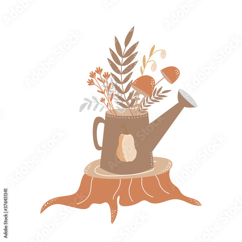 watering can with flowers
