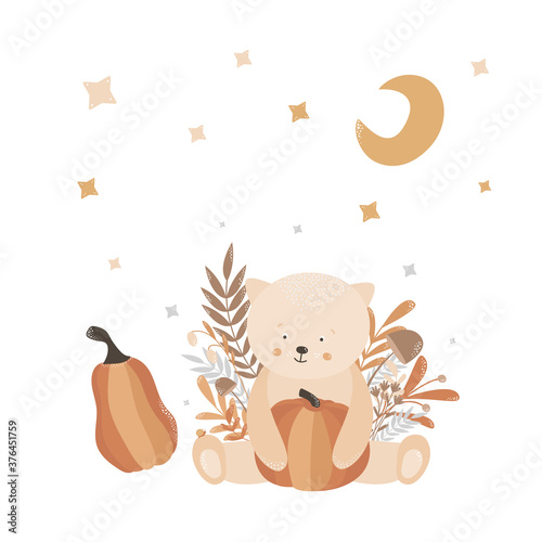 cute cat with pumpkin