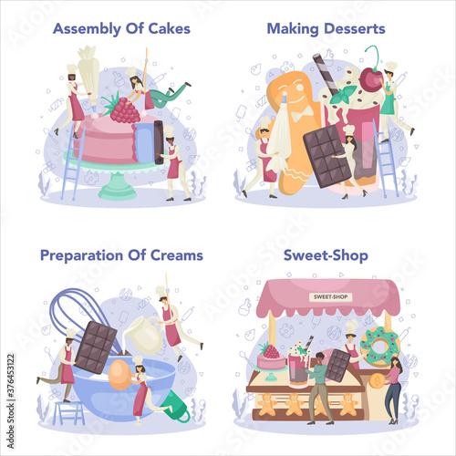 Confectioner set. Professional confectioner chef. Sweet baker