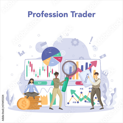 Trader, financial investment concept. Stock market profit. Increase