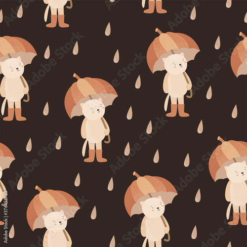 pattern cat under an umbrella