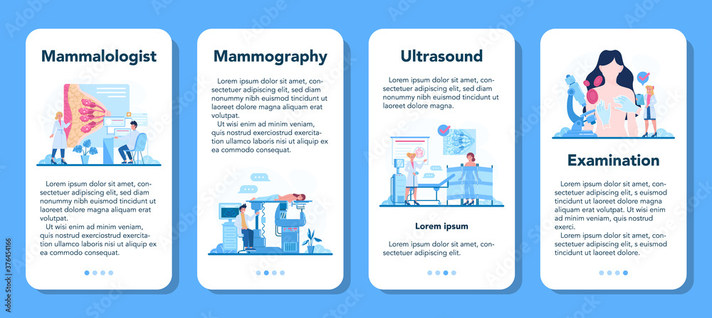 Mammologist mobile application banner set. Idea of healthcare Mammologist mobile application banner set. Idea of healthcare