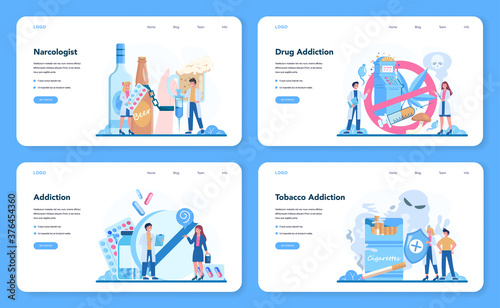 Narcologist web banner or landing page set. Professional medical