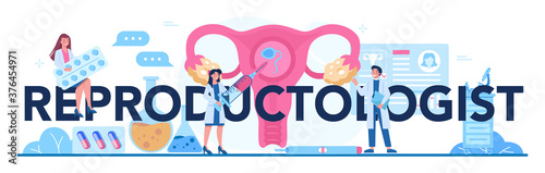 Reproductologist typographic header. Human anatomy, biological materia