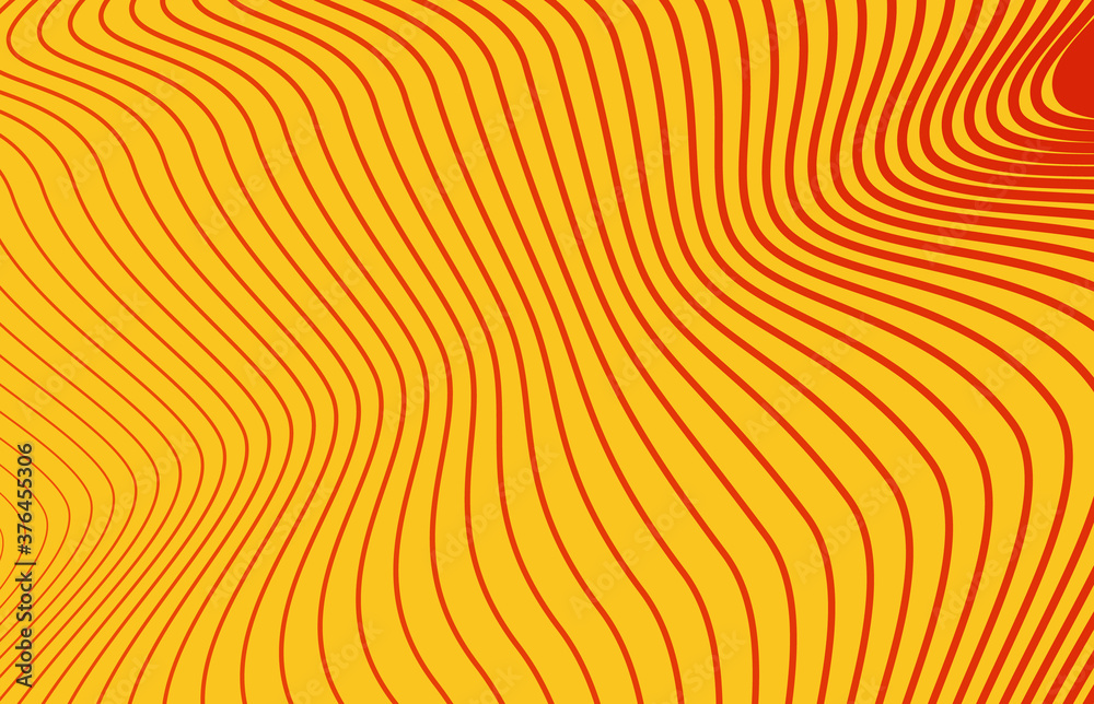 Abstract horizontal striped background. Ultra thin abstract wavy lines on orange backdrop. for cover design, poster or banner with space for text. Vector illustration.