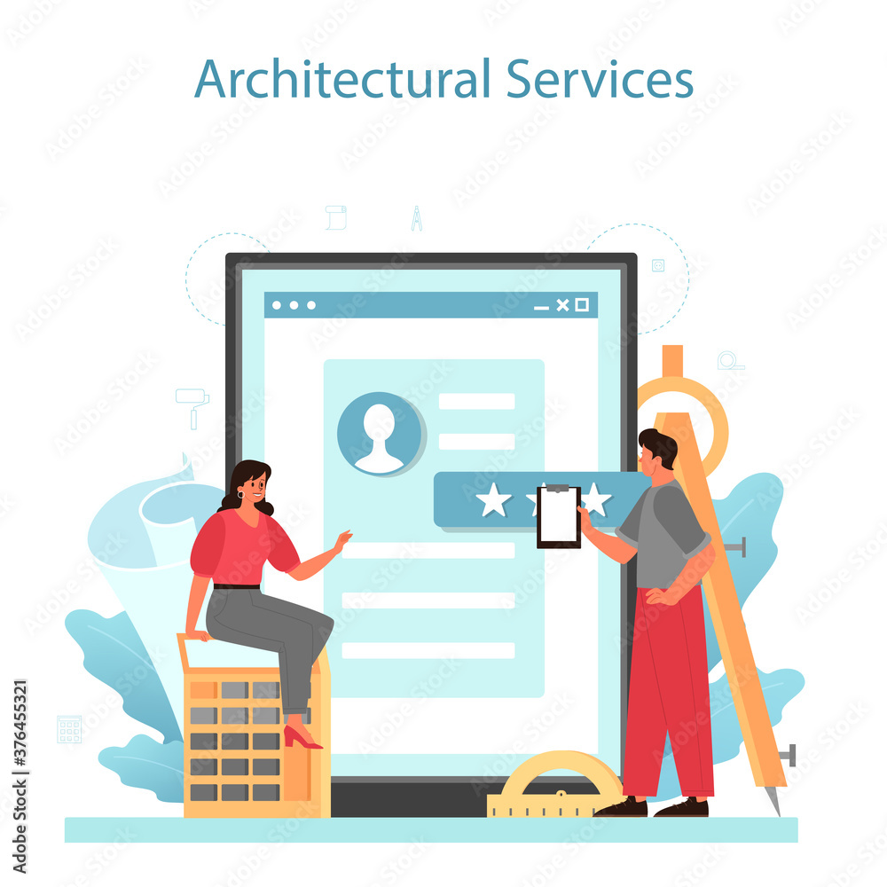 Architecture online service or platform. Idea of building project Architecture online service or platform. Idea of building project