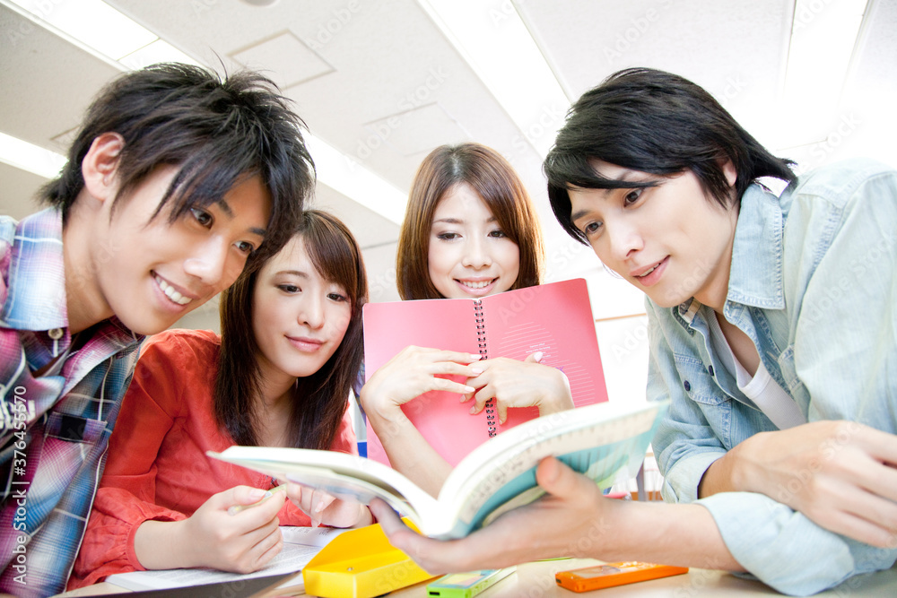 勉強する大学生 勉強する大学生