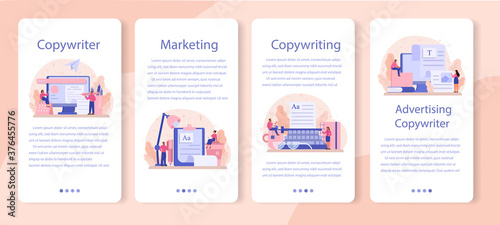 Copywriter mobile application banner set. Idea of writing texts