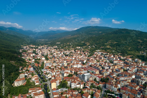Aerial view of Florina city in northern Greece © ververidis