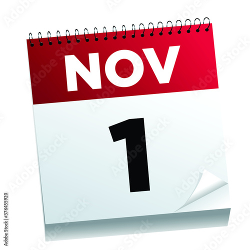 November 1st on a calendar page - illustrated. 