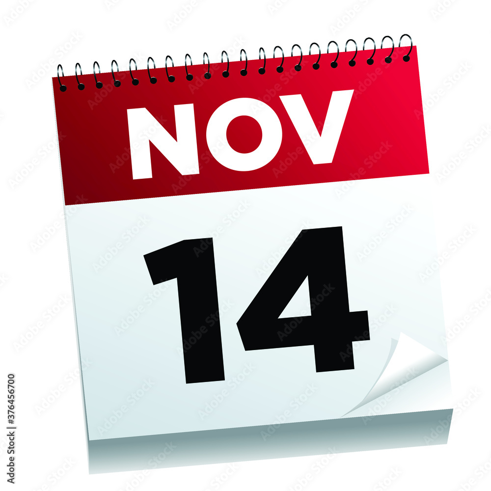 November 14th on a calendar page - illustrated. 