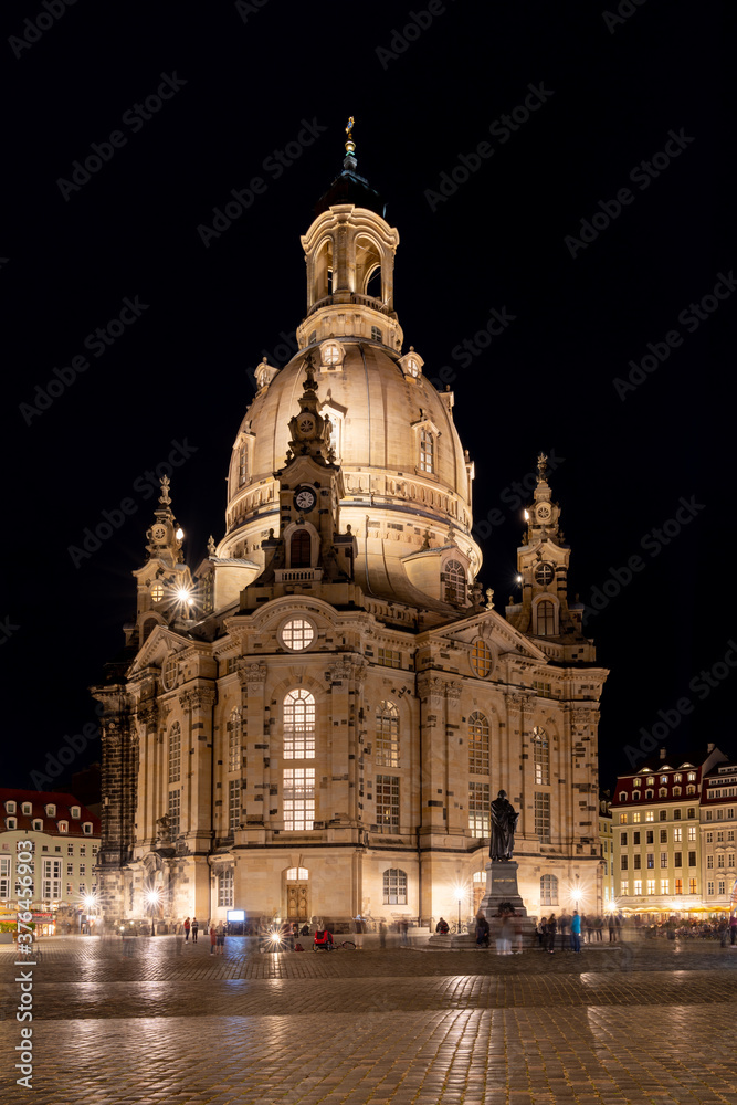 night time view of the Neumarkt Square and Frauenkirche Church in Dresden